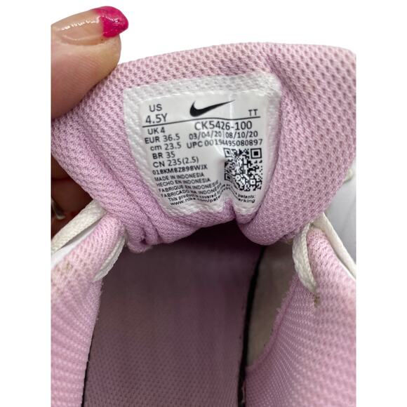 Nike Girls Court Borough Sneakers White Leather CK5426-100 Floral Swoosh 4.5Y - Picture 4 of 10